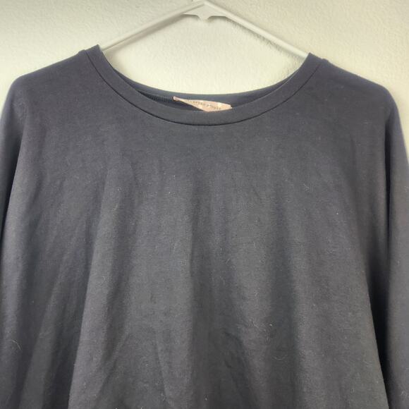 Traffic People Blouse Black Gold Pleating Size Small NWT 3/4 Sleeve Boxy Wide - Picture 2 of 7